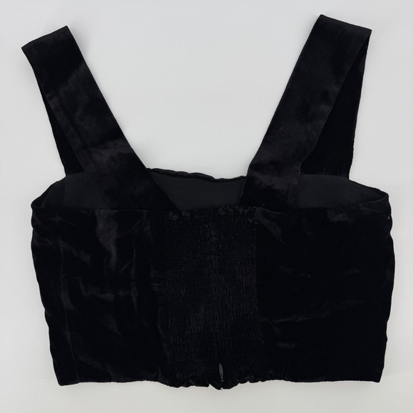 Reformation Black Velvet Crop Top Sweetheart Neckline Sleeveless Size 6 - Picture 2 of 7